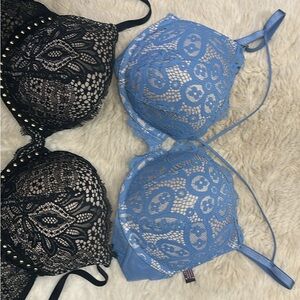 Victoria's Secret Lace Underwire Bras Black and Blue